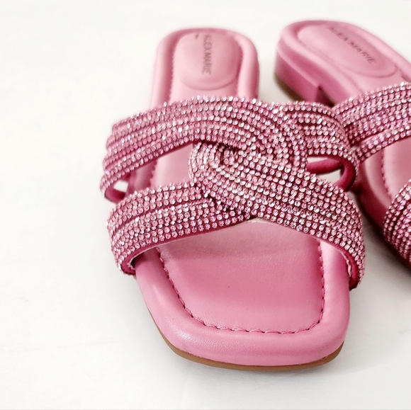 Alex Marie Freesia Twist Rhinestone Square Toe Flat Sandals Size 6 - Picture 5 of 6